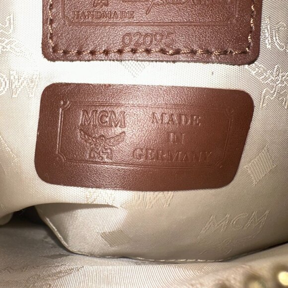 MCM Textured Brown Shoulder Bag with Gold Accents - Picture 10 of 11